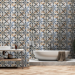 Papel Pintado Patrón de Baldosa Italiana Blanca Antigua