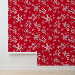 Papel Pintado Patrón de baldosas de copos de nieve de los Navida