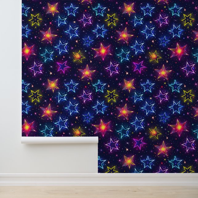 Papel Pintado patrón de baldosas de galaxia retro fresco (Solicitud)