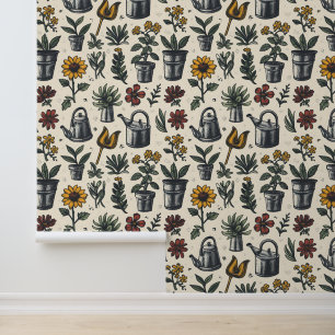 Papel Pintado Patrón de baldosas de jardín de época