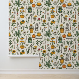 Papel Pintado Patrón de baldosas de jardín de época