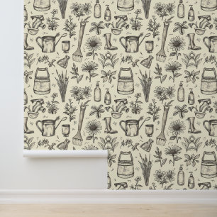 Papel Pintado Patrón de baldosas de jardín de época