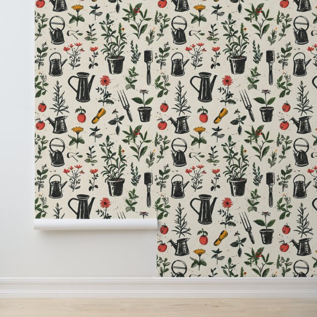 Papel Pintado Patrón de baldosas de jardín de época (Solicitud)