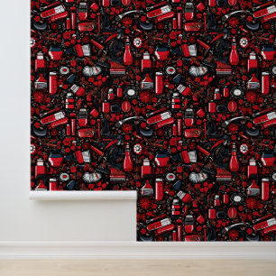Papel Pintado Patrón de baldosas de maquillaje de chicas diverti