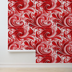 Papel Pintado Patrón de baldosas de remolino rojo