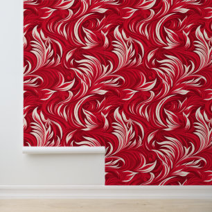 Papel Pintado Patrón de baldosas de remolino rojo