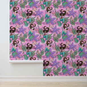 Papel Pintado Patrón de baldosas de sirena de chicas pequeños