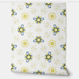 Papel Pintado Patrón de baldosas florales de acuarela suave