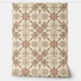 Papel Pintado Patrón de Baldosas Marrones Terrosas Vintage Elega
