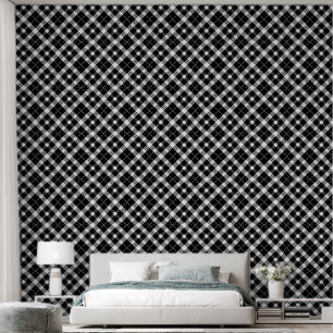 Papel Pintado Patrón de baldosas trenzadas en blanco y negro de