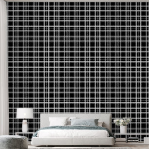 Papel Pintado Patrón de baldosas trenzadas en blanco y negro de 