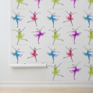 Papel Pintado Patrón de balerina bailarina colorida de un trazo