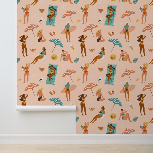 Papel Pintado Patrón de bañadores de sol en la playa (Solicitud)