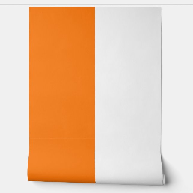Papel Pintado Patrón de bandas grandes verticales blancas naranj (Desenrollar)