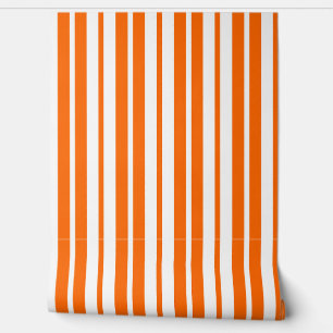 Papel Pintado Patrón de bandas verticales blancas naranja