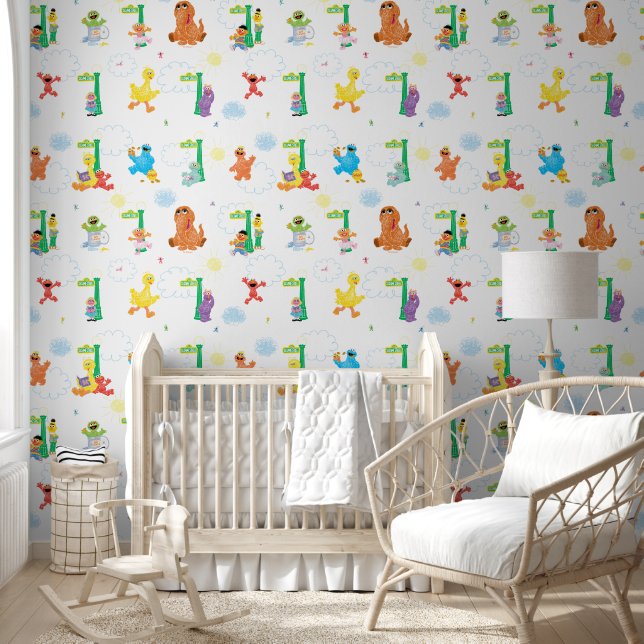 Papel Pintado Patrón de Barrio Sésamo de Día Soleado (Niños)