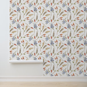 Papel Pintado Patrón de bayas, semillas y hojas de estilo