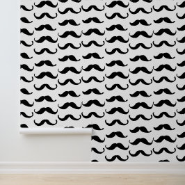 Papel Pintado Patrón de bigote negro y blanco