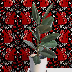 Papel Pintado Patrón de bosque arbolado de ardilla