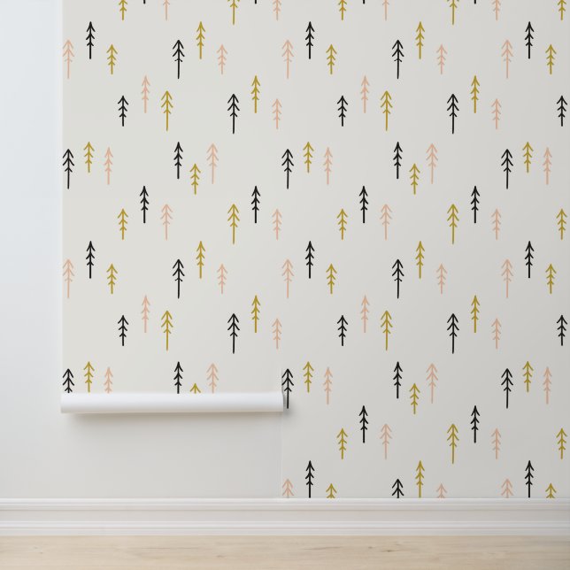 Papel Pintado Patrón de bosque de árbol de Navidad (Solicitud)