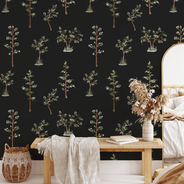 Papel Pintado Patrón de bosque de árbol verde (In situ)