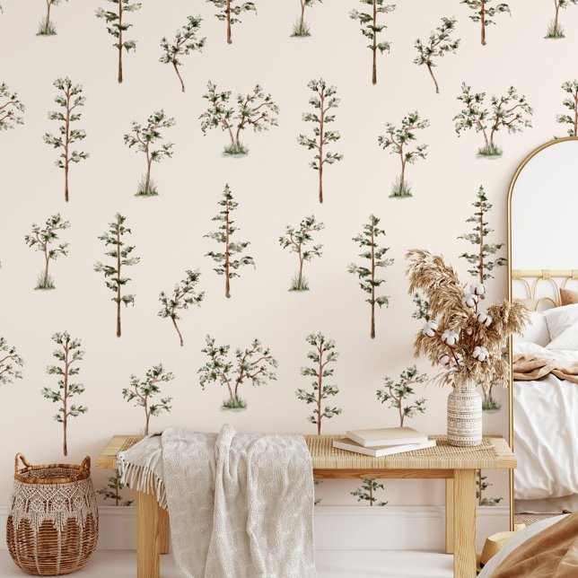 Papel Pintado Patrón de bosque de árbol verde (In situ)