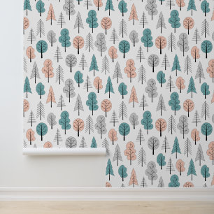 Papel Pintado Patrón de bosque de dibujos animados