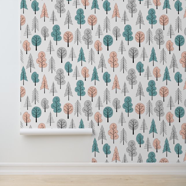 Papel Pintado Patrón de bosque de dibujos animados (Solicitud)
