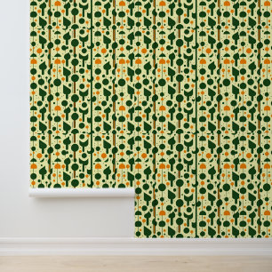 Papel Pintado Patrón de bosque retro: geométrico moderno de medi