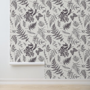 Papel Pintado Patrón de botánica y mariposa de época