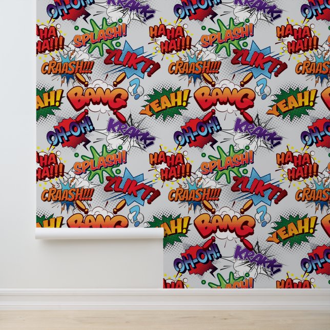 Papel Pintado Patrón de burbuja de superhéroes (Solicitud)