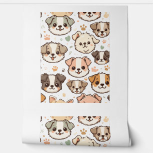 Papel Pintado Patrón de Cachorros Felices
