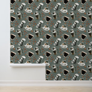 Papel Pintado Patrón de café con baldosas