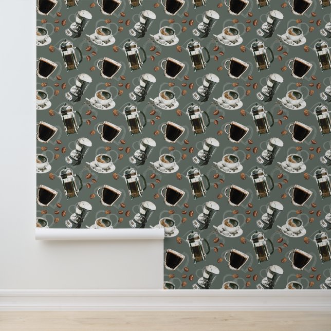 Papel Pintado Patrón de café con baldosas (Solicitud)