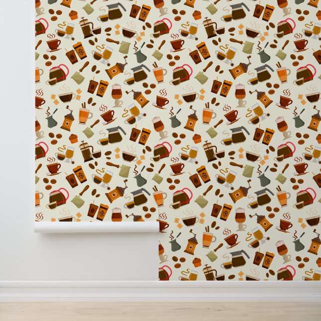 Papel Pintado Patrón de café con baldosas (Solicitud)