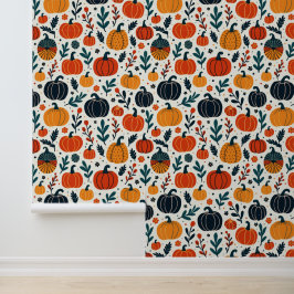 Papel Pintado Patrón de calabazas otoñales | Cosecha de otoño mo