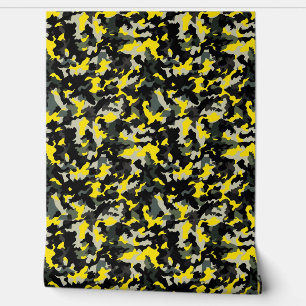 Papel Pintado Patrón de camuflaje negro y amarillo
