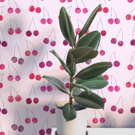 Papel Pintado Patrón de cereza acuarela rosa
