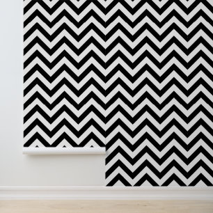Papel Pintado Patrón de Chevron blanco negro retro trendy