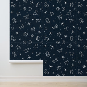 Papel Pintado Patrón de cielo nocturno del horoscopio celeste