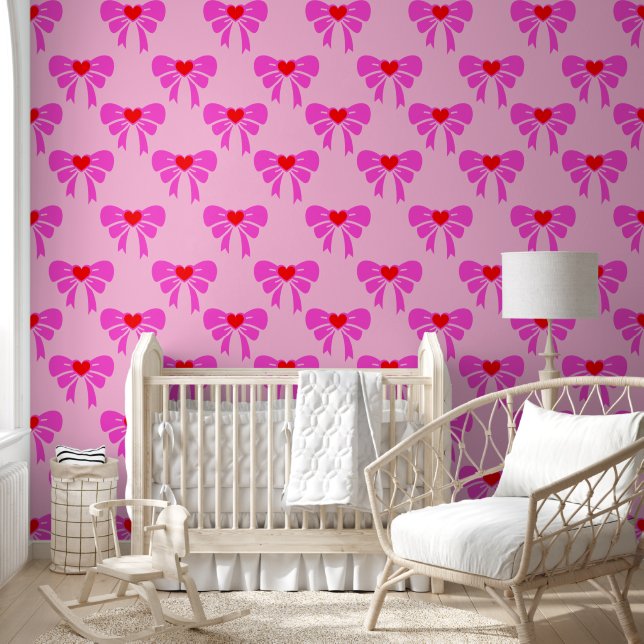 Papel Pintado Patrón de cinta simple Preppy rosa Coqueta y2k (Niños)