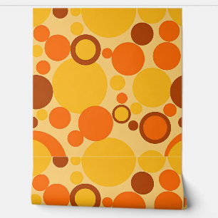 Papel Pintado Patrón de círculo de los años 70 retro en marrón N