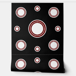 Papel Pintado Patrón de círculo rojo blanco moderno negro