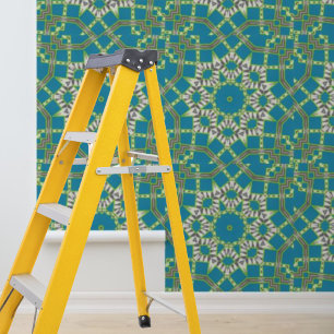 Papel Pintado Patrón de círculos gráficos de color azul peel y S