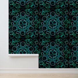 Papel Pintado Patrón de círculos negros y verdes