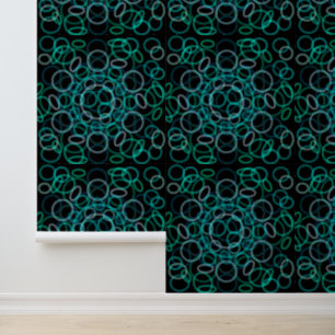 Papel Pintado Patrón de círculos negros y verdes