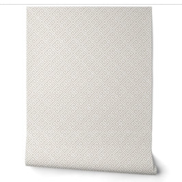 Papel Pintado Patrón de Clave Griega beige claro y blanco