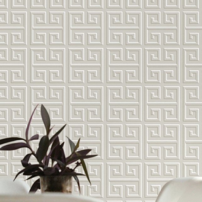 Papel Pintado Patrón de clave griega geométrica Beige gris claro (Subido por el creador)