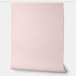Papel Pintado Patrón de clave griega rosa y blanco de pétalo
