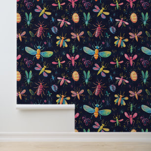 Papel Pintado Patrón de colección de insectos coloridos de insec